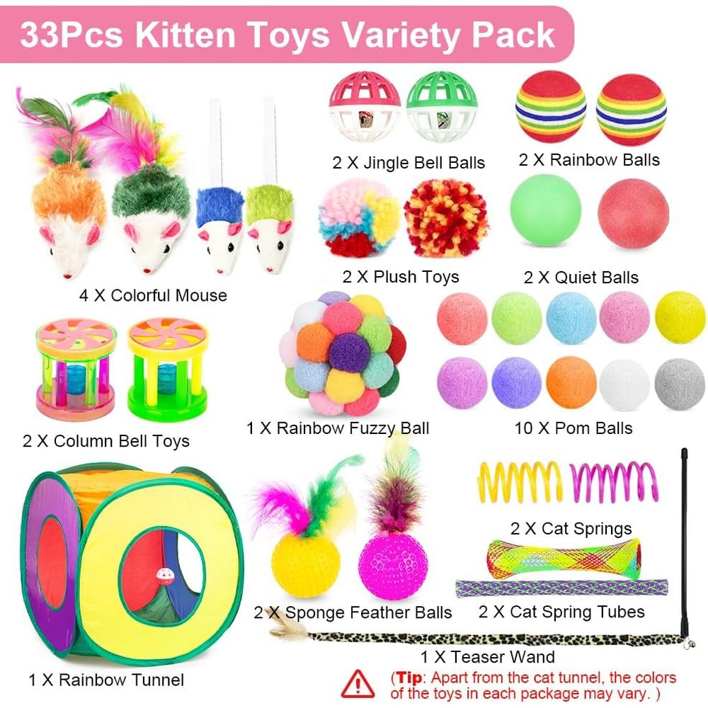 33 Pack Cat Toys or Indoor Cat - огляд і ціна Cat Tunnel Toy